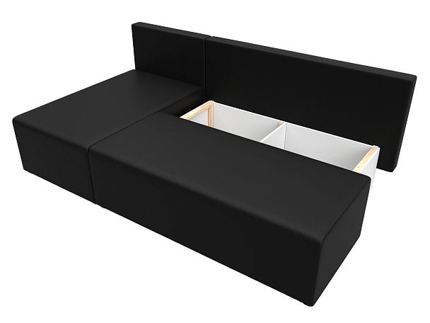 Угловой диван Поло левый (полностью экокожа черная) - Вид 7