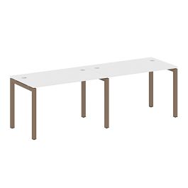 Metal System Quattro Р. ст. на 2 раб. места на П-образном м/к 50БП.СМ-2.2 Белый/Мокко металл 2400*720*750 - Фото предпросмотра