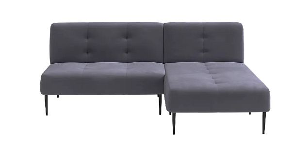 Monaco диван-кровать с шезлонгом, без подлокотников, бархат серый 27 - Вид 1