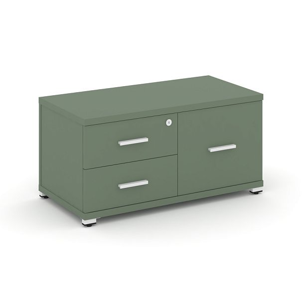 Concept Тумба приставная широкая 2 ящ.+1 распаш. фасад CN.TSP-004 W Кобо/Металл Белый 836*420*416 - Вид 1