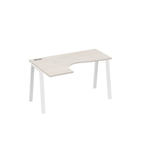 Стол эргономичный левый "Классика" на металлокаркасе TRE A4 А4 Б3 033 БП дуб / металлокаркас белый - Вид 1