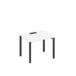 Стол письменный на металлокаркасе, столешница с заглушкой Space+ А1 ЧР 022 БП белый премиум / черный гладкий - Фото предпросмотра