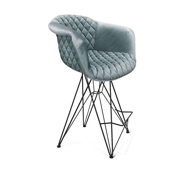 Стул полубарный Sheffilton SHT-ST31-4/S66-1 аквамарин/черный муар - Вид 2