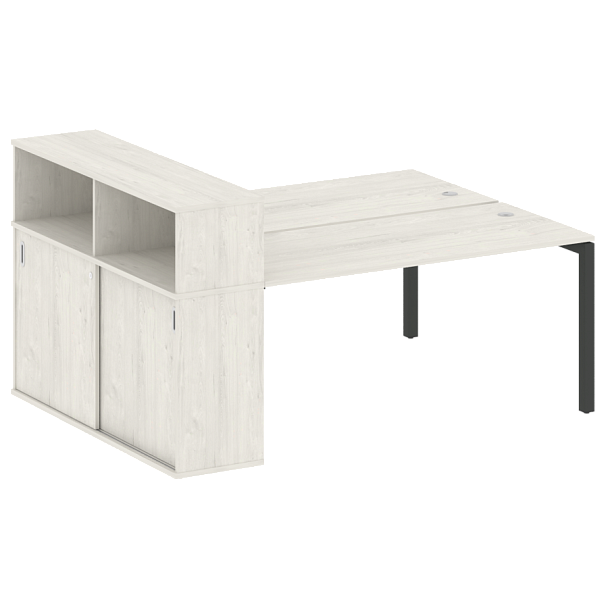 Metal System Quattro Р. ст. с шкафом-купе на П-образном м/к 50БП.РС-СШК-2.4 Т Дуб наварра/Антрацит металл 2010*1475*1098 - Вид 1