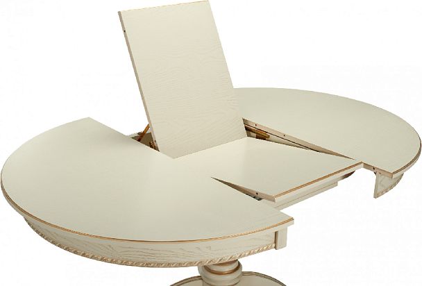 Стол деревянный раздвижной Вэлт D100(140)х100х76 Слоновая кость с золотой патиной - Вид 6