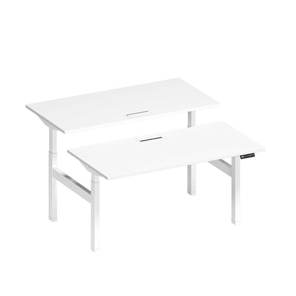 Рабочая станция на электроприводе с заглушками Elevo А2 БГ 103 БП белый премиум / белый гладкий - Вид 1