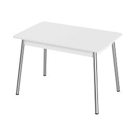 Стол Лион 1 ЛДСП (Подстолье косое хром(мет)) НЕ ВЫБИРАТЬ Белый матовый - Фото предпросмотра