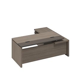 Стол руководителя с кабель-каналами с брифинг-приставкой боковой левый U.RUS РС 129 ДЧ/ЛС дуб виченца/лава серая - Фото предпросмотра