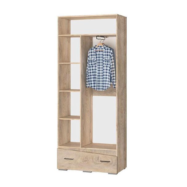 Гостиная Паскаль-2 Шкаф универсальный дуб эндгрейн/графит серый+дуб эндгрейн - Вид 2