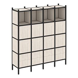 Loft Прямой стеллаж наборный VR.L-09 Денвер светлый/Чёрный металл 1694*446*1869 - Фото предпросмотра