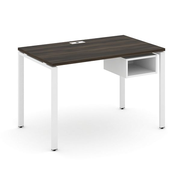 Concept Стол рабочий с подвесной тумбой с 1 открытой нишей CN.SP-102 Дуб Мали/Белый Бриллиант/Металл Белый 1180*720*750 - Вид 1