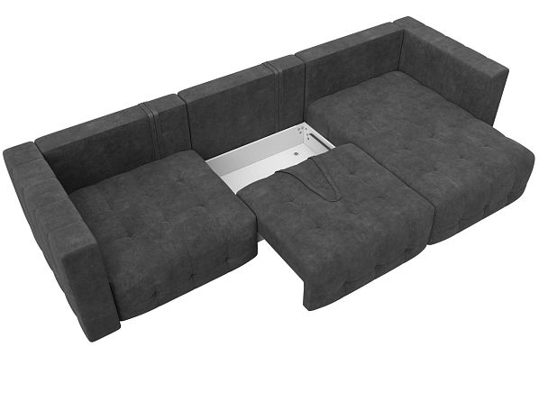 Диван угловой Лига-052 НПБ Лонг угол универсальный Велюр серый - Вид 7