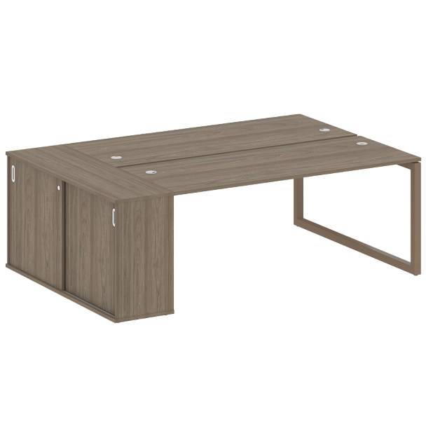 Metal System Quattro Р. ст. с шкафом-купе на О-образном м/к 50БО.РС-СШК-1.5 Т Вяз/Мокко металл 2210*1475*750 - Вид 1