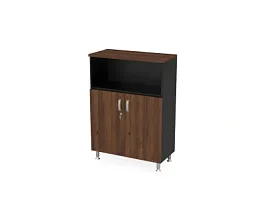 БЕРЛИН / BERLIN Шкаф-стеллаж широкий 3 уровня 900х430х1290 Орех Вармия/Черный - Фото предпросмотра