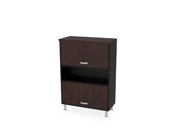 БЕРЛИН / BERLIN Шкаф с двумя лифт-дверями 900х430х1290 Венге/Черный - Вид 1