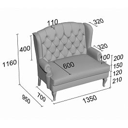 (den-d2k) Диван Денди двойной стеганый - Фото предпросмотра