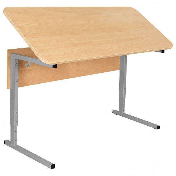 Стол-парта СУТ.55-01, 2-местный, регулируемый угол, 1200х500х520-640 мм, серый каркас, ЛДСП клён, гр.2-4 - Вид 2
