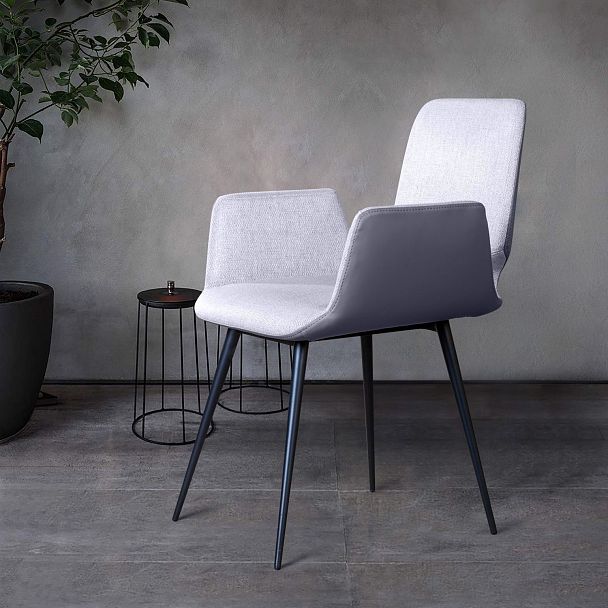 Стул с подлокотниками Adam, рогожка комби серый - Вид 8