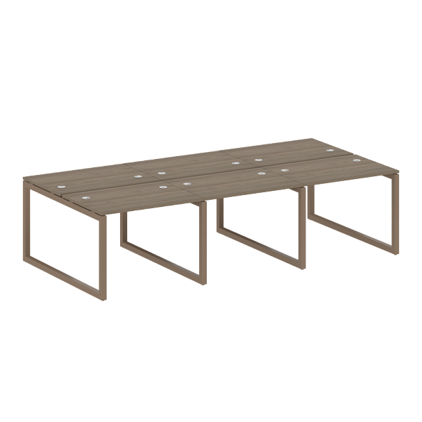 Metal System Quattro Р. ст. на 6 раб. места на О-образном м/к 50БО.СМ-6.1 Вяз/Мокко металл 3000*1475*750 - Вид 1