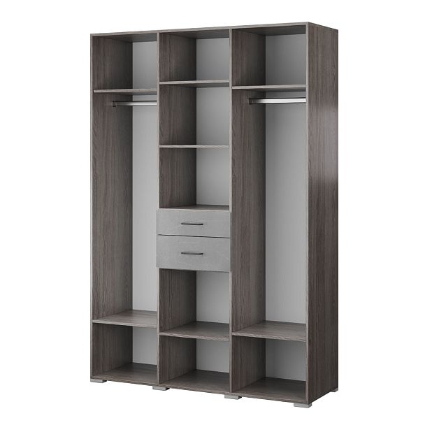 Спальня Теана шкаф 3-хств. ясень анкор темный/МДФ мрамор лайт - Вид 2