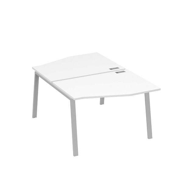 Рабочая станция со столами Техно на металлокаркасе TRE (2х120) A4 А4 Б3 189  БП белый премиум / металлокаркас серый - Вид 1