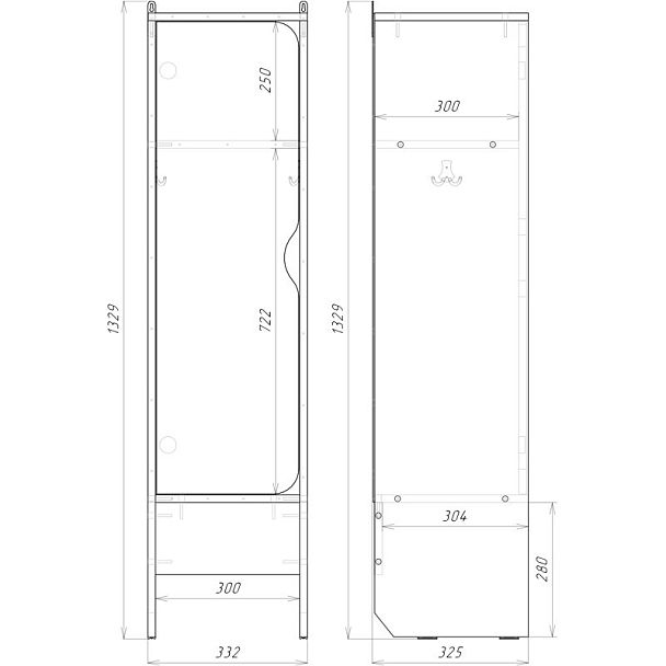 Шкаф 1-секционный с нишей под скамью - Вид 2