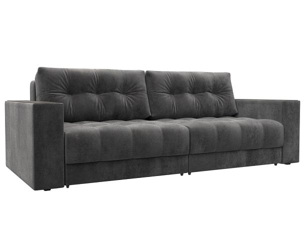 Диван прямой с декором Лига-049 НПБ Велюр серый - Вид 1