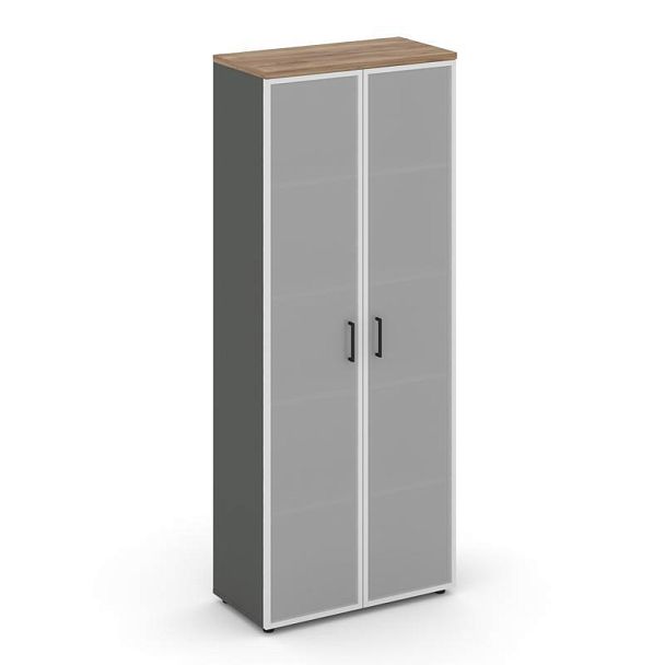 Style Project Шкаф высокий широкий SN.STS.E-109 Антрацит/Дуб Табак/Сатин/Черный Ручки 796*400*1982 - Вид 1