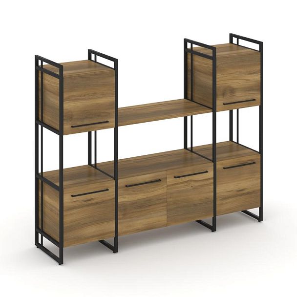 Rift Шкаф комбинированый RF.NS-002 Сандал Янтарный/Металл Черный 1598*396*1286 - Вид 1