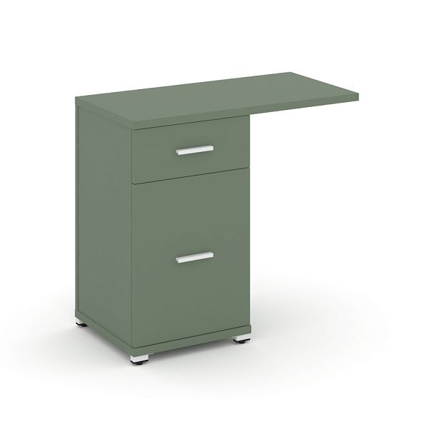 Concept Тумба приставная узкая 1 ящ.+1 распаш. фасад со свесом CN.TUS-003 W Кобо/Металл Белый 836*420*750 - Вид 1