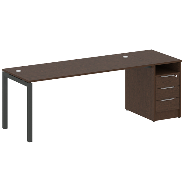 Metal System Quattro Р. ст. с тумбой на П-образном м/к 50БП.РС-СТП-1.5 Венге/Антрацит металл 2212*720*750 - Вид 1