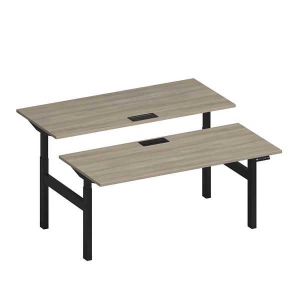 Рабочая станция на электроприводе с заглушками Elevo А2 ЧР 104 ВЛ вяз либерти/ черный гладкий - Вид 1