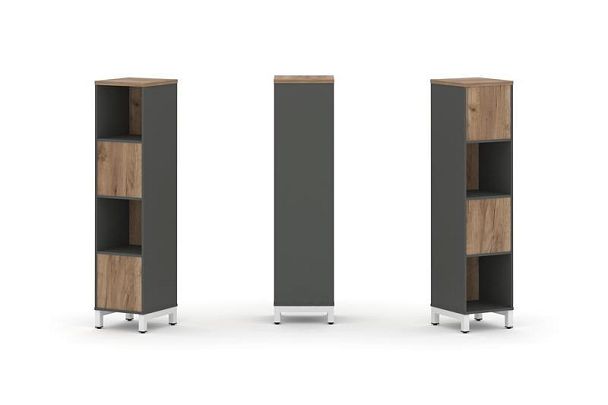 Стайл Проджект Набор стеллажа 2-х сторон., 4 яр. SN.NSD-411 Антрацит/Дуб Табак/Металл Белый 387*400* - Вид 1