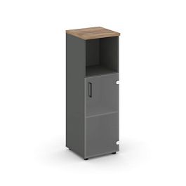 Style Project Шкаф средний узкий SN.STU.E-202(R) Антрацит/Дуб Табак/Прозрачный/Черный Ручки 400*400* - Фото предпросмотра