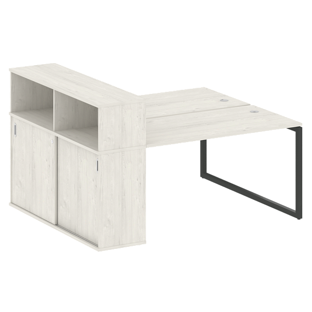 Metal System Quattro Р. ст. с шкафом-купе на О-образном м/к 40БО.РС-СШК-2.3 Т Дуб наварра/Антрацит металл 1810*1475*1098 - Вид 1