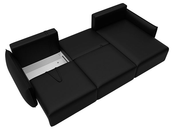 Диван угловой Лига-051 НПБ Лонг угол универсальный Экокожа черный - Вид 8