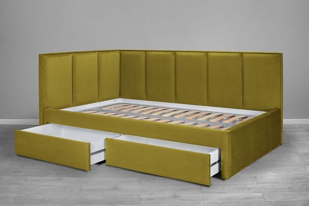 Кровать «Лайф с ящиками», 1200 желтая - Вид 4
