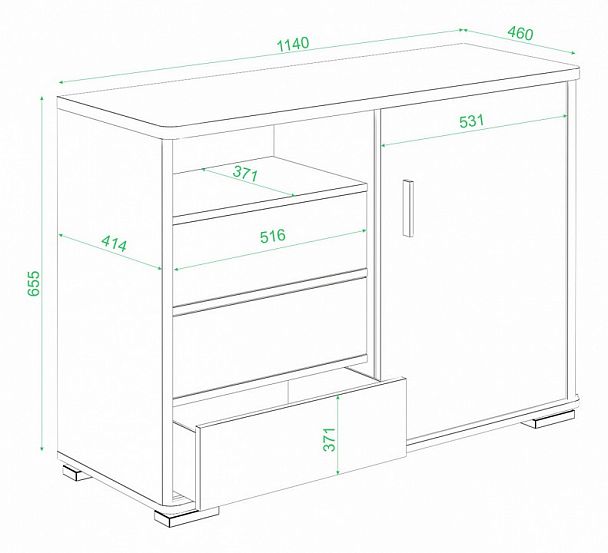 Тумба комбинированная Домино нельсон ТБ-45 НБЕ Белый/Нельсон - Вид 3