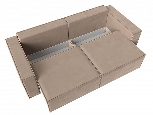 Диван прямой Куба (полностью велюр бежевый) - Вид 7