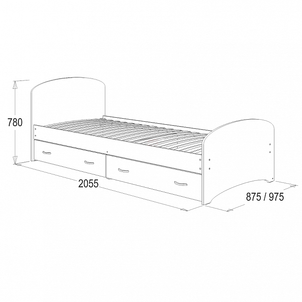 Кровать-6 (800x2000) - Вид 2