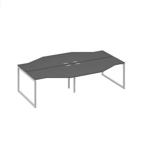 Рабочая станция столы (4х140) Техно каркас QUATTRO A4 А4 Б4 187-2 БП антрацит премиум / металлокаркас серый - Вид 1