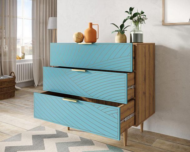 Комод с тремя ящиками Line LN12/GR1/blue - Вид 2