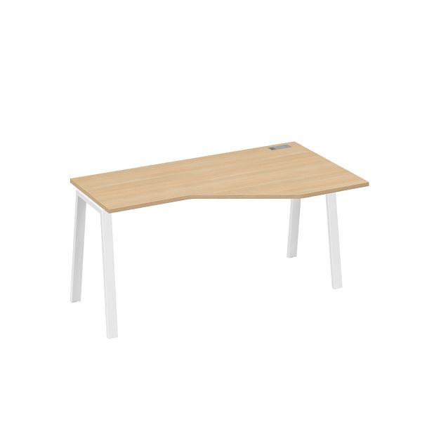 Стол эргономичный правый "Техно" на металлокаркасе TRE A4 А4 Б3 056 БП натуральный дуб / металлокаркас белый - Вид 1