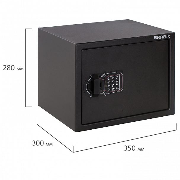 Сейф мебельный BRABIX "SF-280EL", 280х350х300 мм, электронный замок, черный, 291149, S103BR212414 - Вид 7