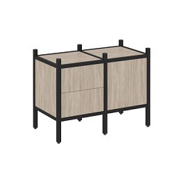 Loft Прямой стеллаж наборный VR.L-01 Дуб аттик/Чёрный металл 862*446*636 - Фото предпросмотра