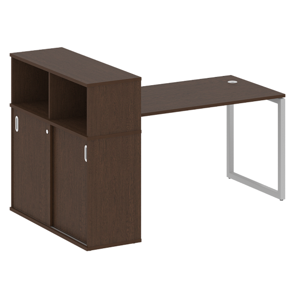 Metal System Quattro Стол письменный с шкафом-купе на О-образном м/к 40БО.РС-СШК-3.3 Т Венге/Серый металл 1810*1120*1098 - Вид 1