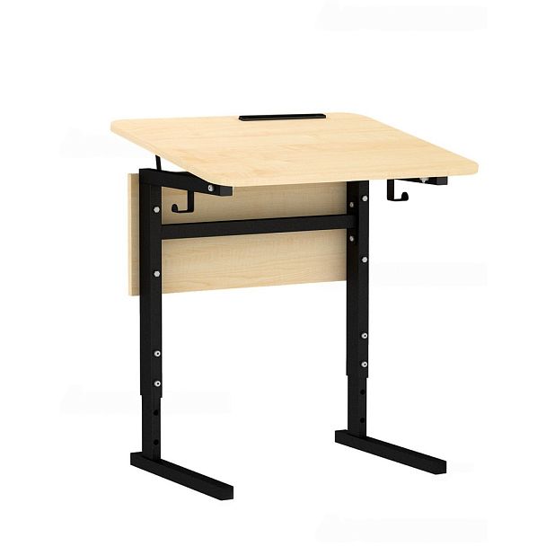 Стол ученический 115Рп, 1-местный, регулир. высота и наклон столешницы 0-10° на прямоугольной трубе (м/к Коричневый, Серый, Черный), гр.5-7 - Вид 3