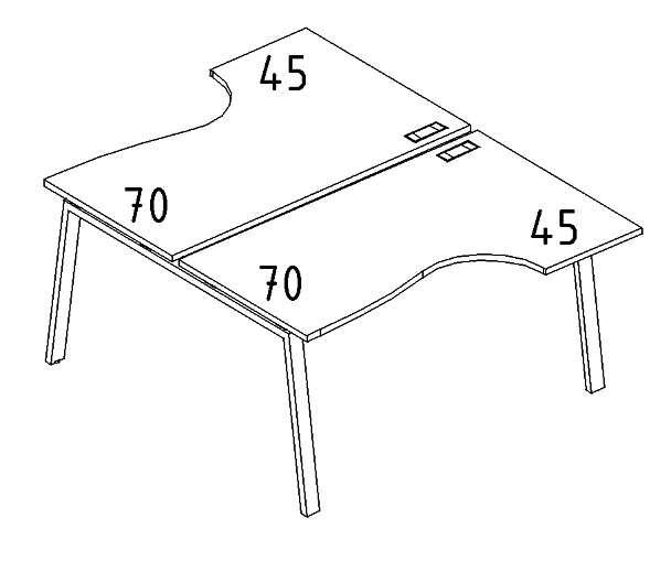 Рабочая станция со столами (2х120) каркас TRE A4 А4 Б3 183  БП венге / металлокаркас серый - Вид 3