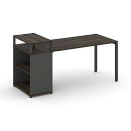 Concept Стол рабочий с опорным стеллажом с верх. горизонтом  CN.SP-205 Дуб Мали/Антрацит/Металл Антрацит 1400*720*917 - Фото предпросмотра