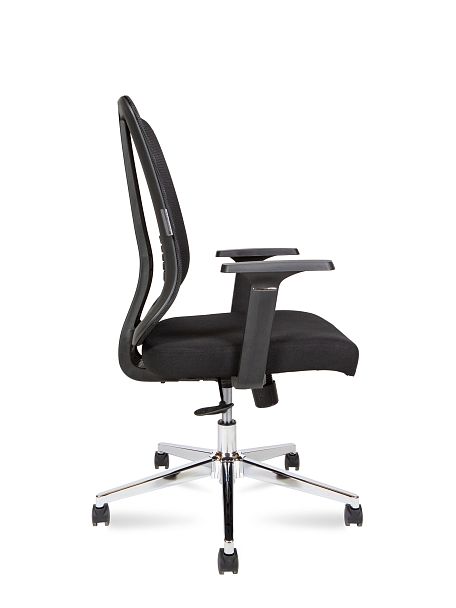 Кресло офисное Tema Сhrome LB  / база хром / черный пластик / черная сетка / черная ткань - Вид 3